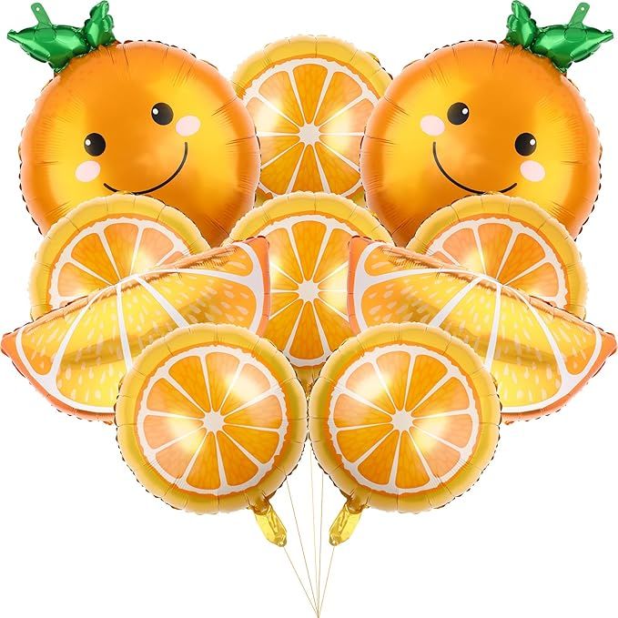 10 Pieces Citrus Balloons Orange Fruit Balloons Cartoon Fruit Aluminum Foil Balloons Jumbo Birthd... | Amazon (US)