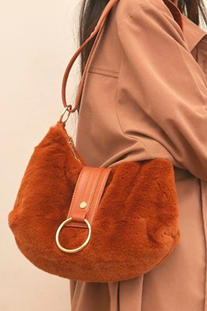 Faux Fur Shoulder Bag - Brown | Petal & Pup (US)