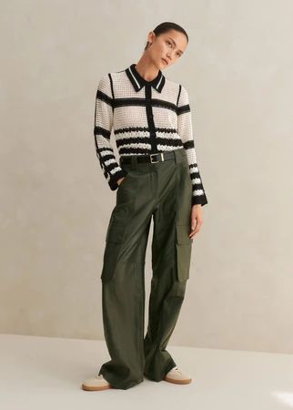 Crochet Monochrome Stripe Jacket | ME+EM Global (Excluding US)