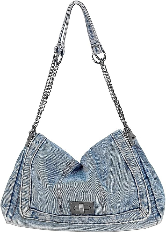 Eiyye Denim Purse for Women Vintage Jean Crossbody Purse with Chain Strap & Turn-Lock Flap Casual... | Amazon (US)