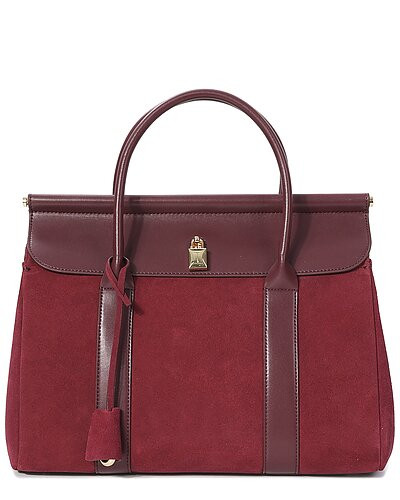 Suede & Leather Top Handle Satchel | Rue La La