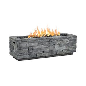 Real Flame Ledgestone Rectangle Propane Fire Table in Gray | Homesquare
