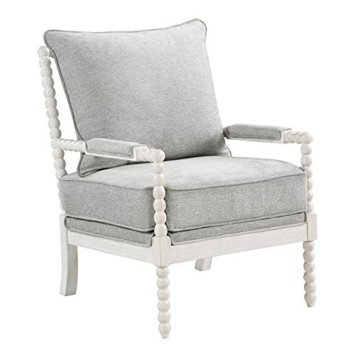 OSP Home Furnishings Kaylee Spindle Accent Chair, 26.5” W x 32.25” D x 37” H, White Frame with Grey  | Amazon (US)