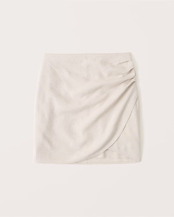 Ruched Linen Mini Skirt | Abercrombie & Fitch (US)