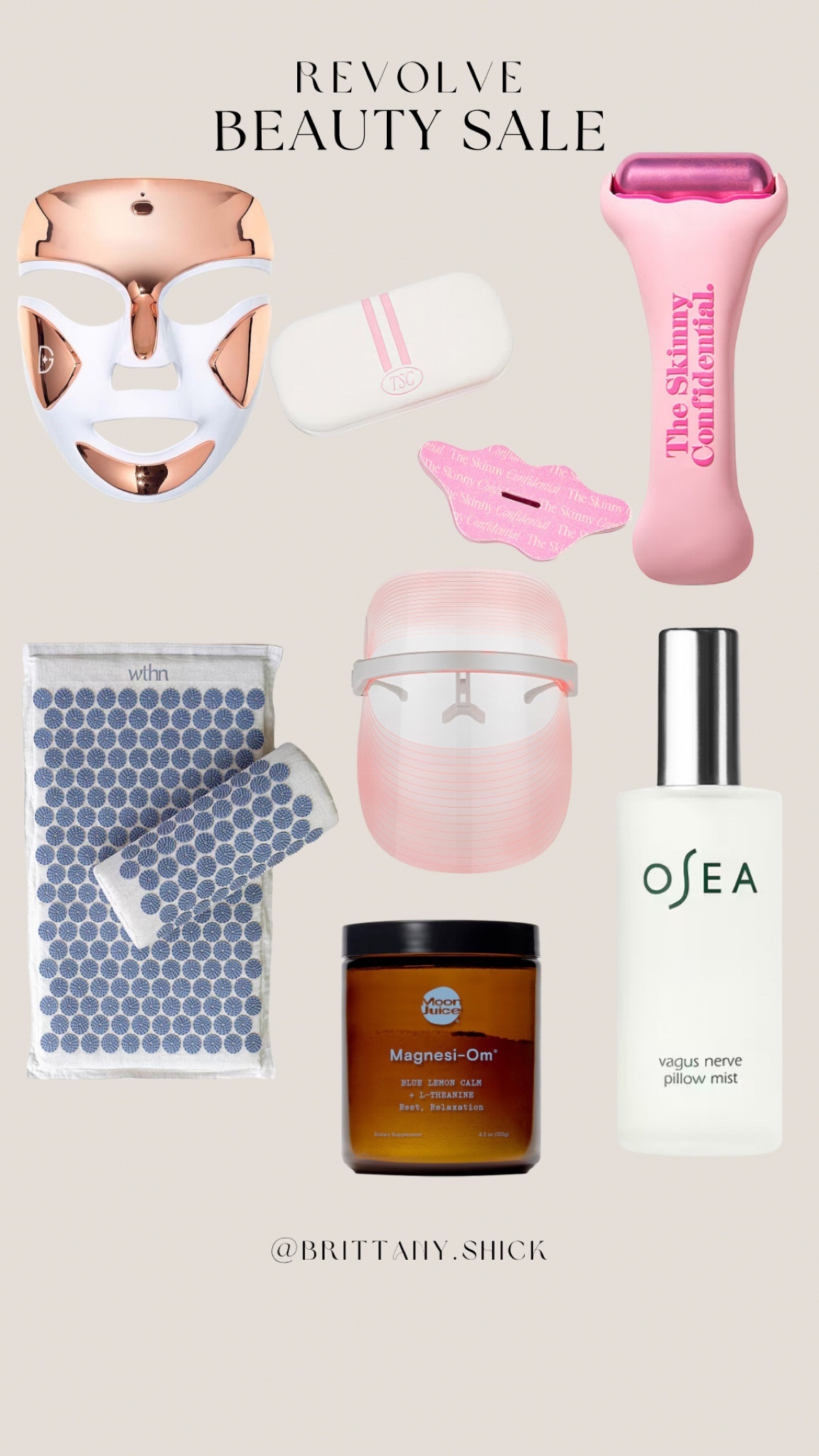 Revolve beauty sale 20% off code: beauty20 red light therapy mask acupressure mat vagus nerve pillow spray moon juice magnesium wellness routine skinny confidential ice roller mouth tape beauty clean 

#LTKSaleAlert #LTKBeauty #LTKFallSale