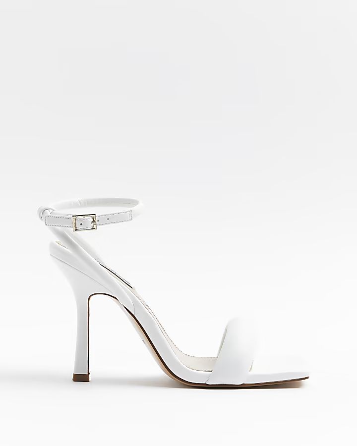 White wide fit padded heeled sandals | River Island (UK & IE)