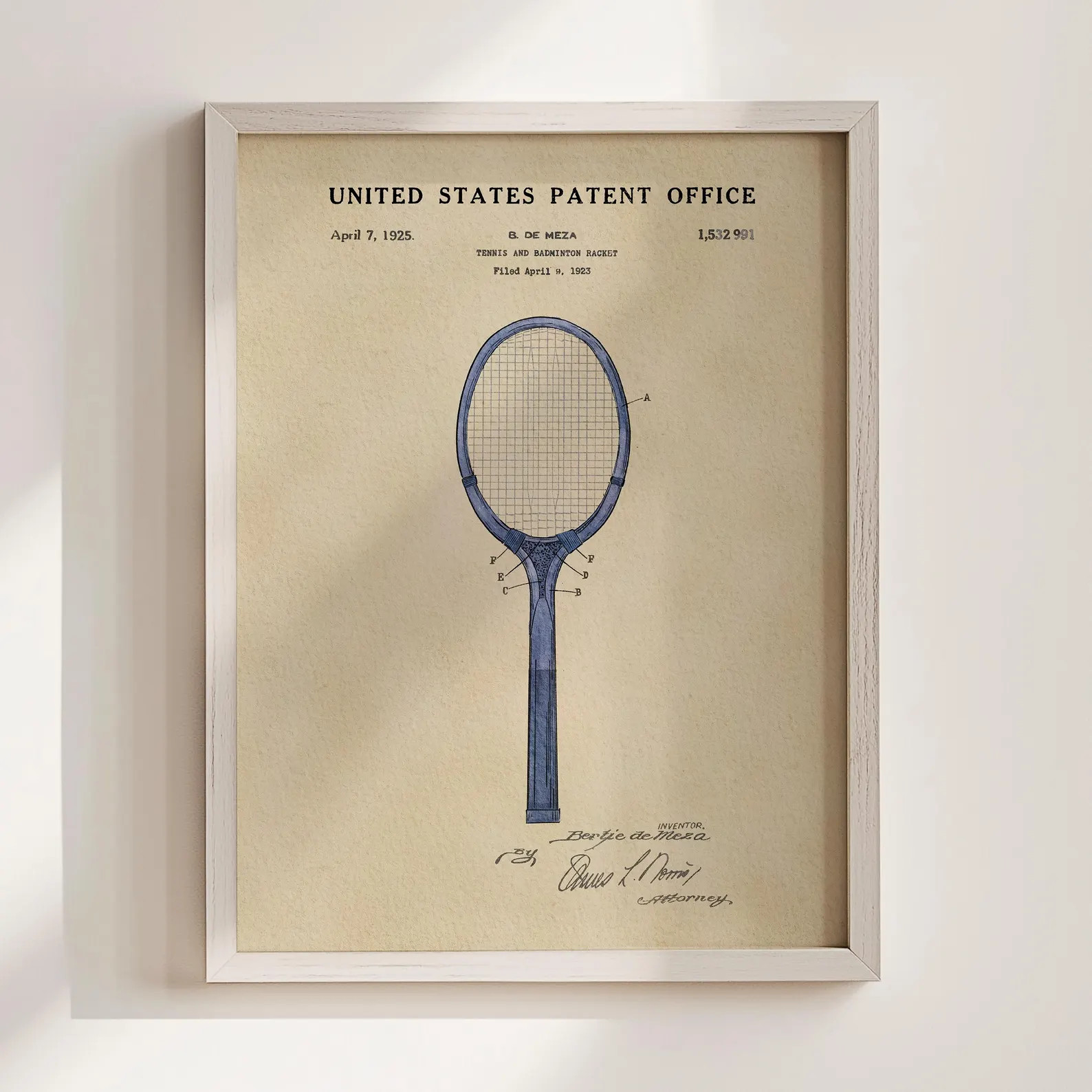 Blue Tennis Racket Patent Print (1925) - Etsy | Etsy (US)