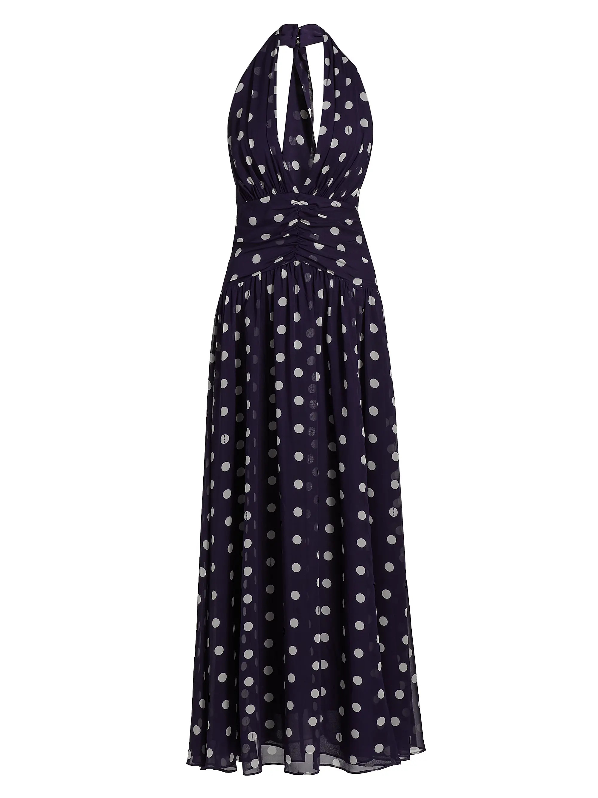 Arella Polka Dot Silk Halterneck Maxi Dress | Saks Fifth Avenue