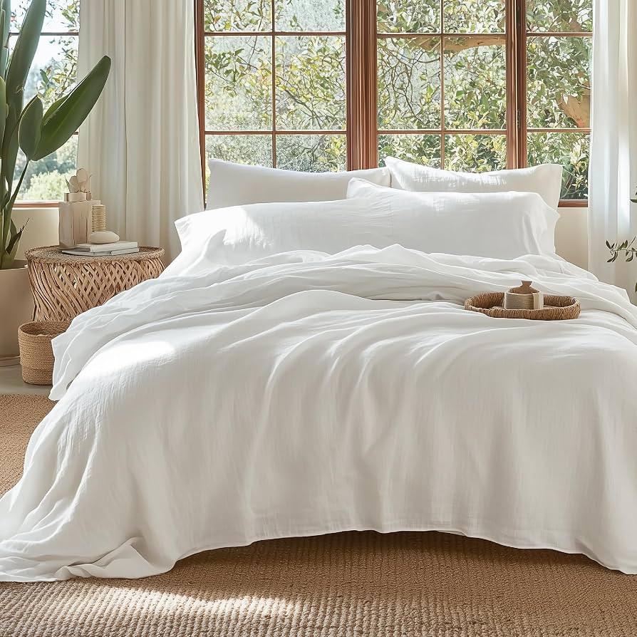 Bedsure 100% Muslin Cotton Duvet Cover King Size - Ultra-Soft, Breathable & Lightweight - Linen L... | Amazon (US)