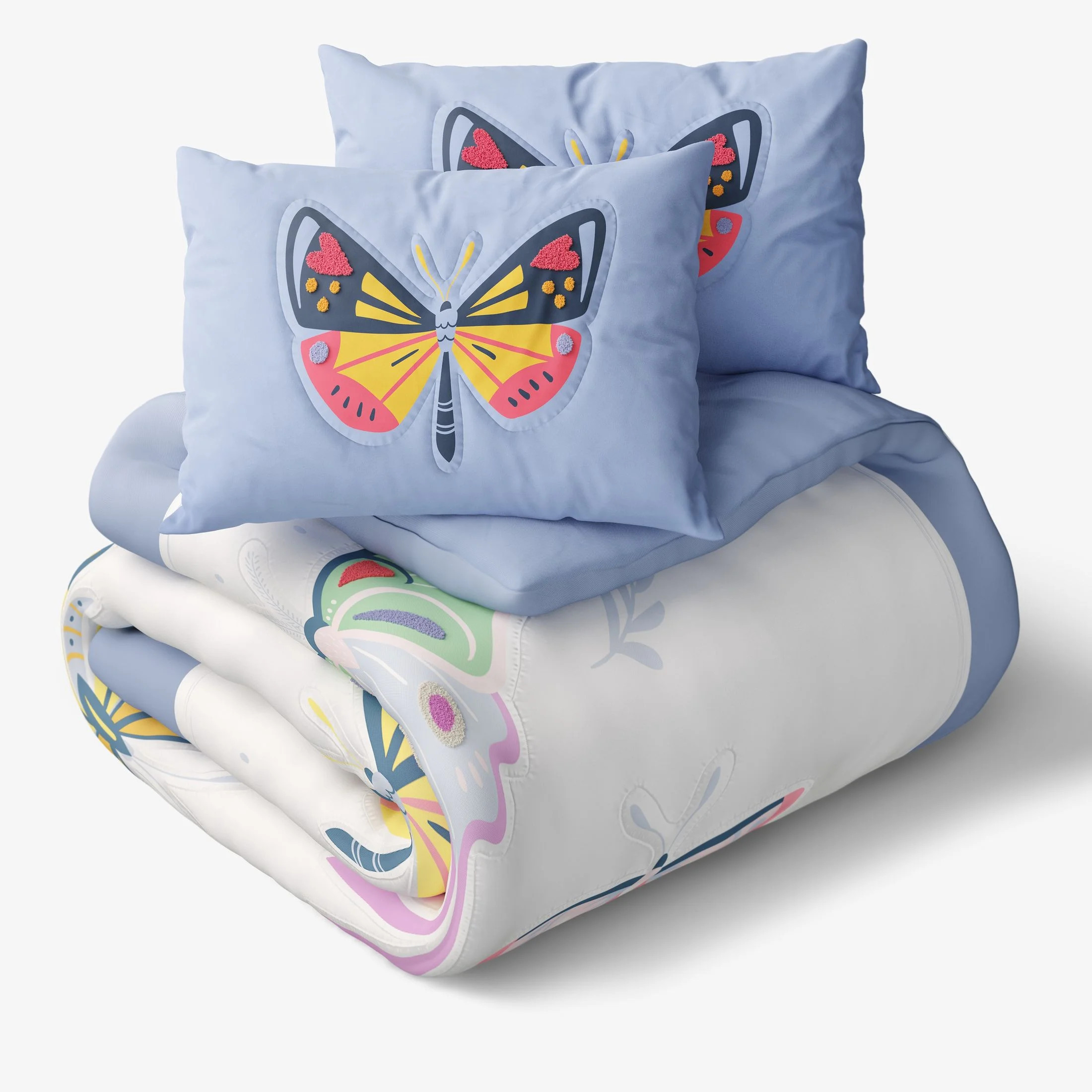 Mainstays Kids Textured Butterfly Comforter Set, Full/Queen, 3 Pieces | Walmart (US)