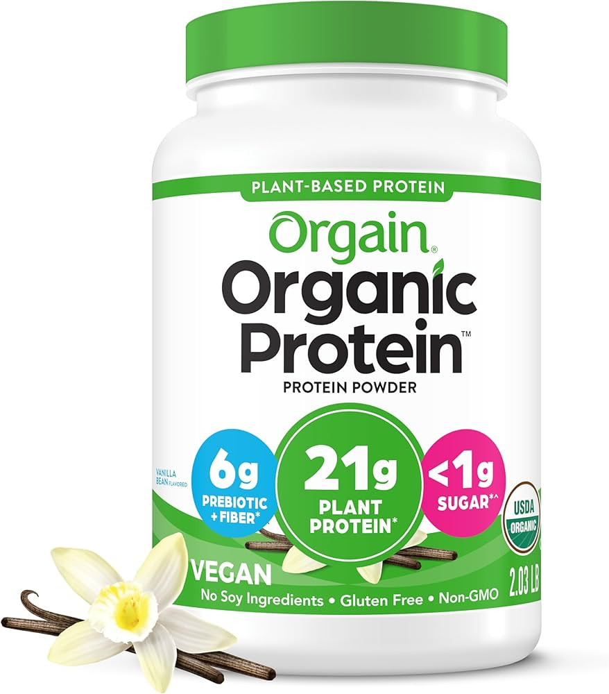 Orgain Organic Vegan Protein Powder, Vanilla Bean - 21g Plant Protein, 6g Prebiotic Fiber, No Lac... | Amazon (US)
