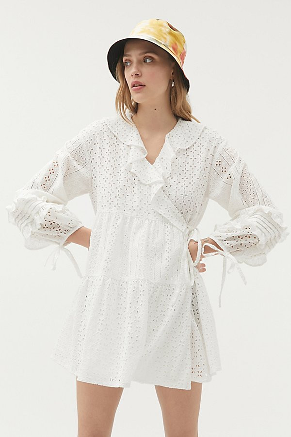 Eyeye Eyelet Mini Wrap Dress | Urban Outfitters (US and RoW)