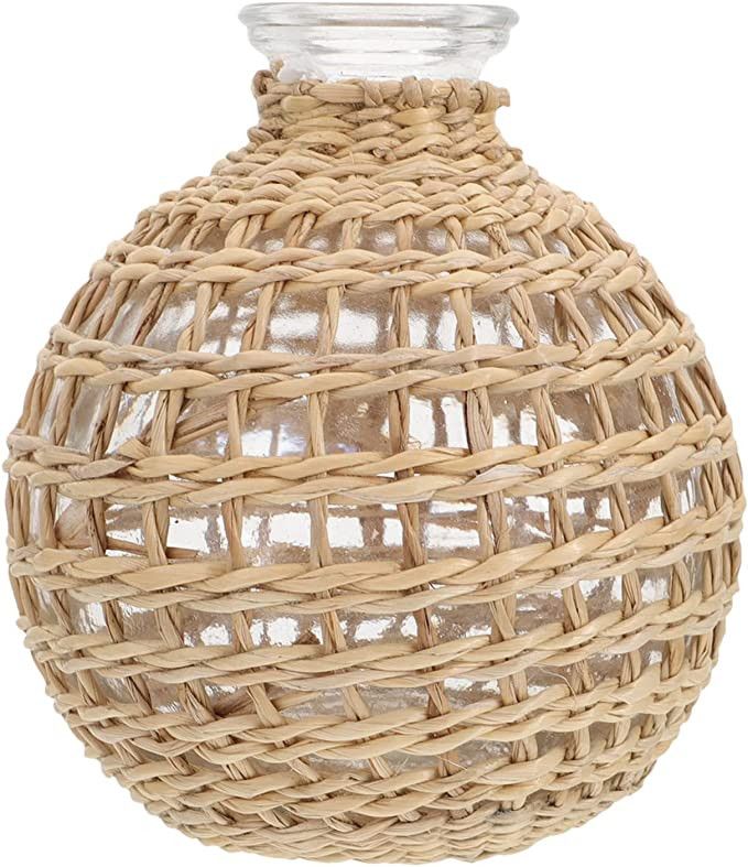 DOITOOL Flower Vases with Rattan Cover, Rattan Woven Vase Decorative Glass Flower Vase Flower Bud... | Amazon (US)