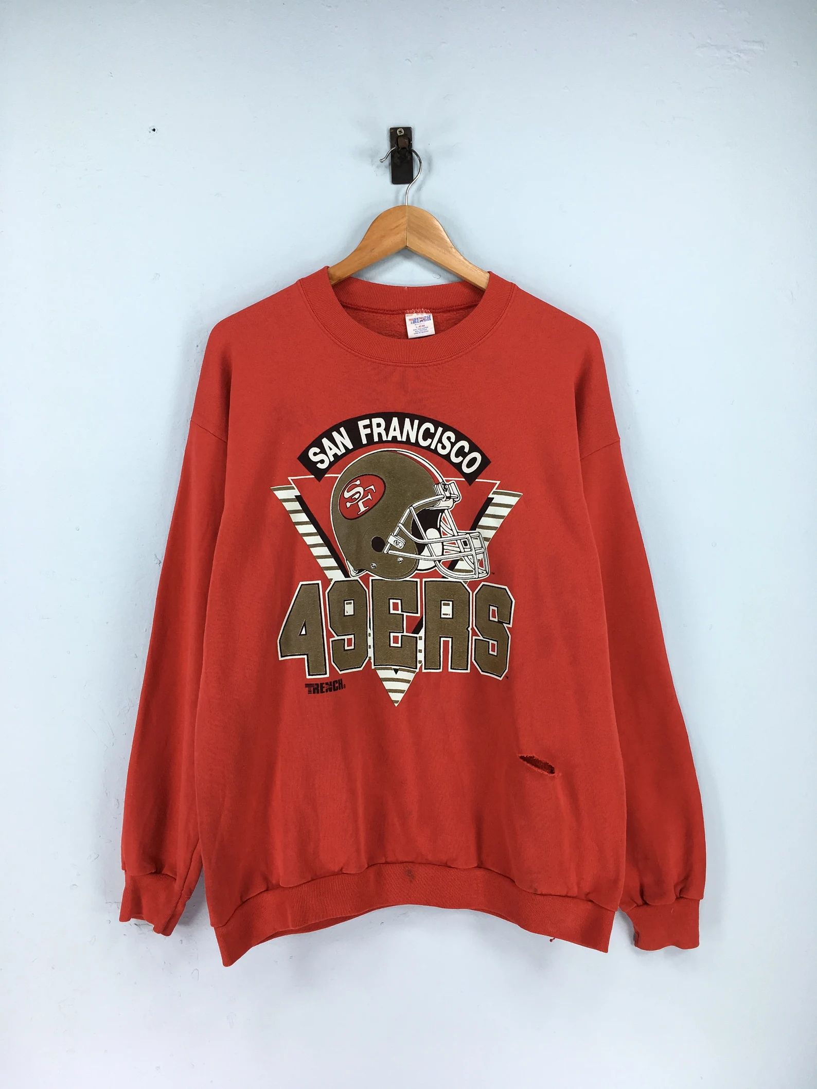Vintage 90s 49ERS Nfl Distressed Sweatshirt Unisex Large San Francisco Rugby Crewneck American Fo... | Etsy (US)