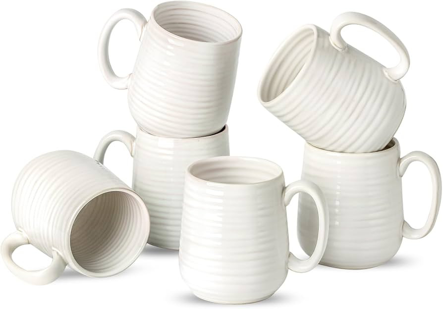 Coffee Mugs, 15 Ounce Coffee Cups Set of 6, Ceramic Tea Cups for Latte Milk Cappuccino Cocoa Moch... | Amazon (US)