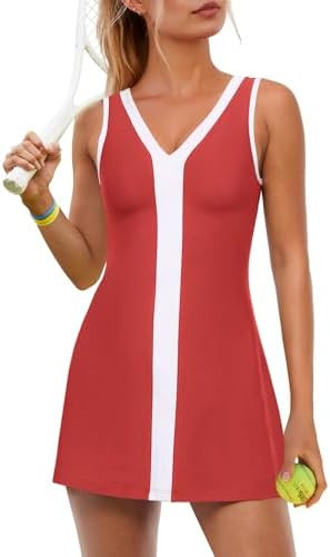ReachMe Womens Tennis Dresses with Shorts Golf Outfits Athletic Dresses Active Workout Dress Acti... | Amazon (US)