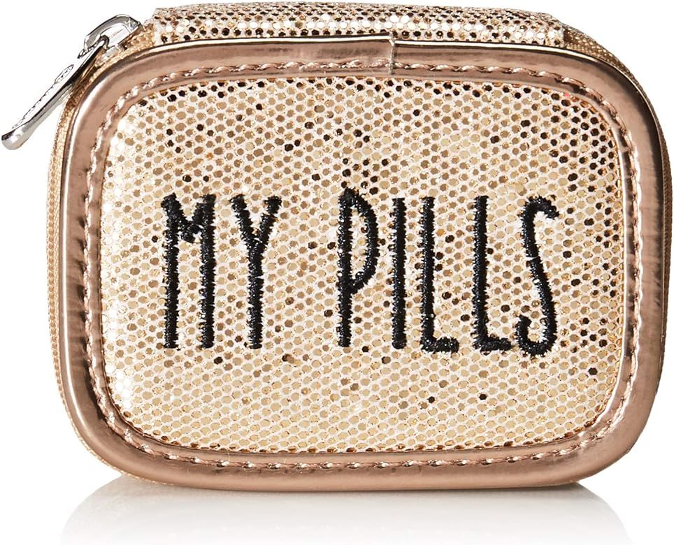 Miamica Women's Zippered Pill Case with 8-Day Removable Plastic Organizer, Gold Glitter, 3.5” x... | Amazon (US)