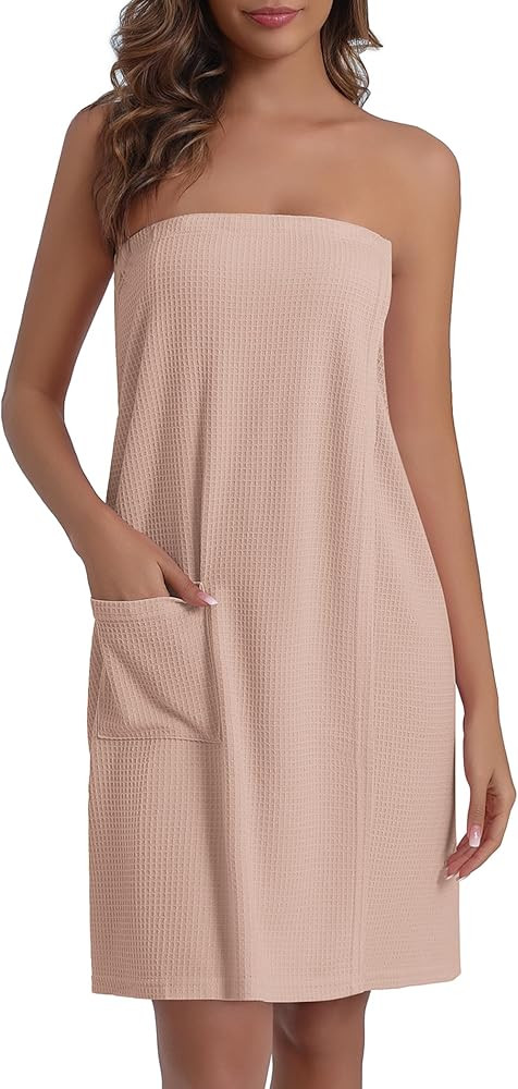 Ekouaer Waffle Robes For Women Bath Wraps Lightweight Knee Length Soft Shower Robe with Pocket S-... | Amazon (US)