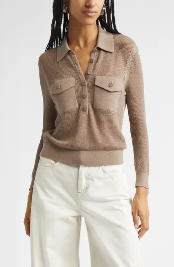 Carine Pointelle Polo Sweater | Nordstrom