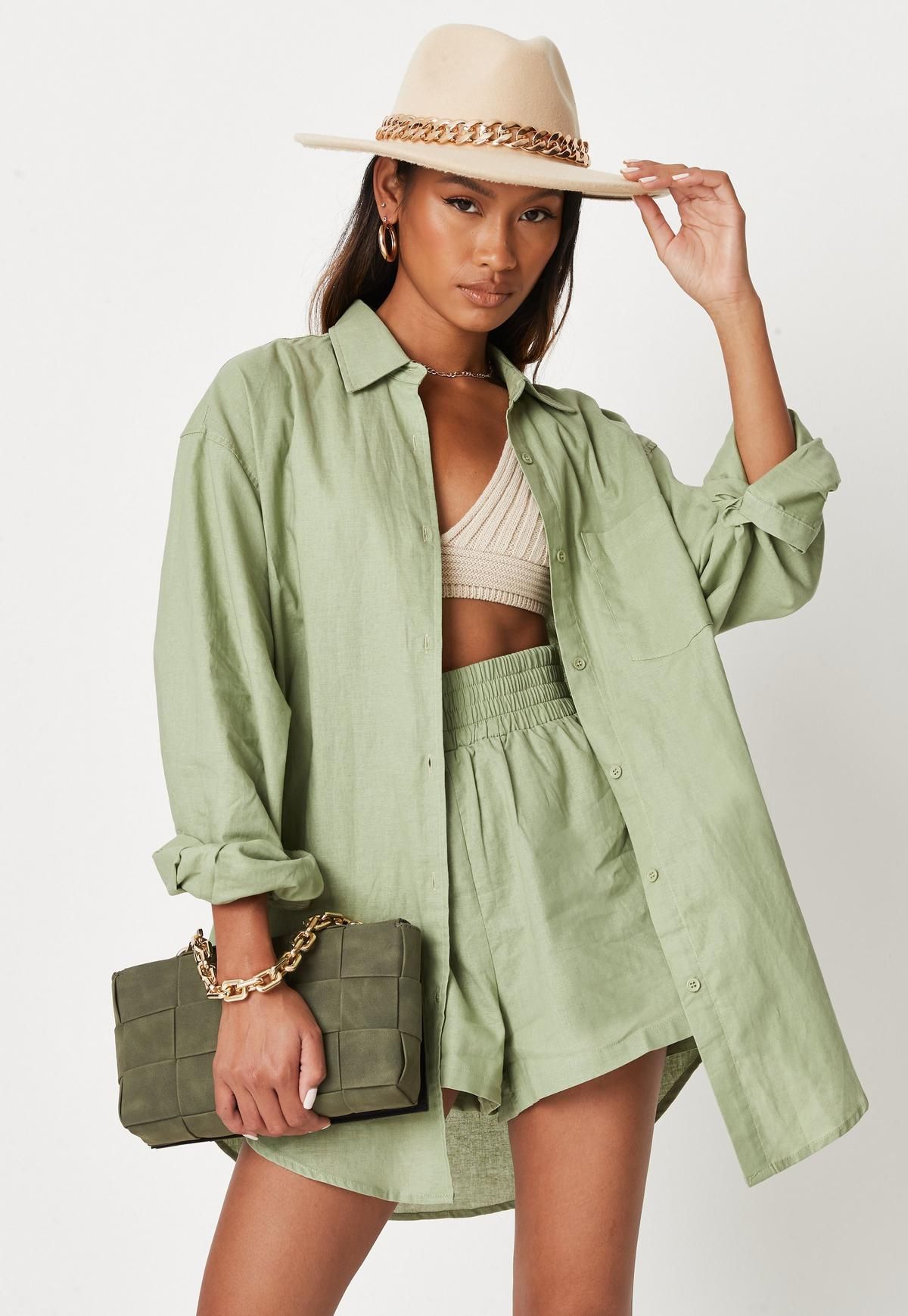 Sarah Ashcroft x Missguided Sage Co Ord Linen Extreme Oversized Shirt | Missguided (US & CA)