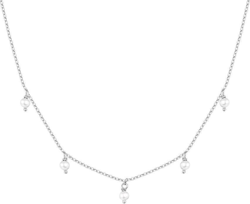 PAVOI 14K Gold Plated Station Necklace - Simulated Diamond BTY Layering Necklaces - Womens CZ Cha... | Amazon (US)