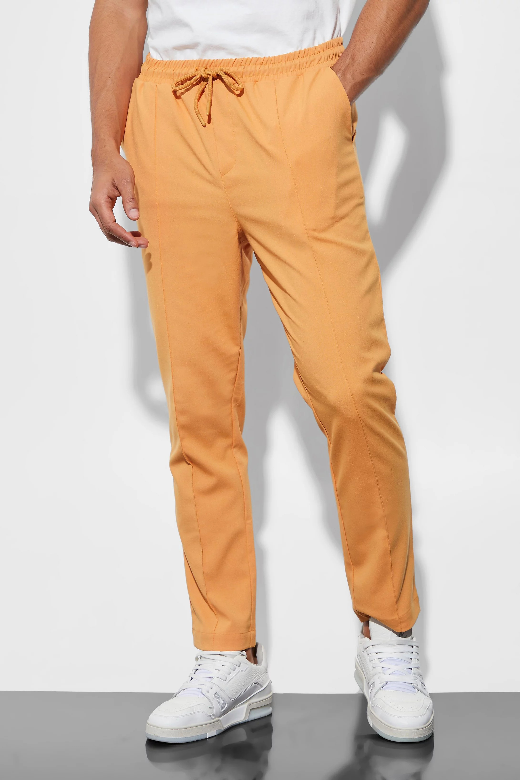 Elasticated Tapered Pintuck Jogger Pants | boohooMAN (US & Canada)