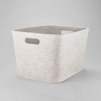 10.5" x 14" Medium Felt Basket with Stitching Oatmeal - Brightroom™ | Target