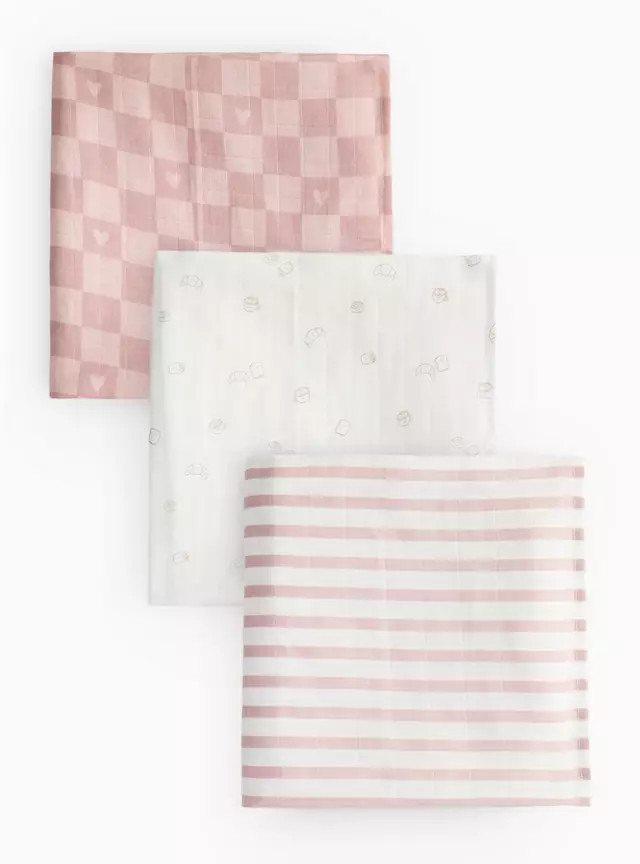 Printed Muslin Cloths 3 Pack One Size | Tu Clothing