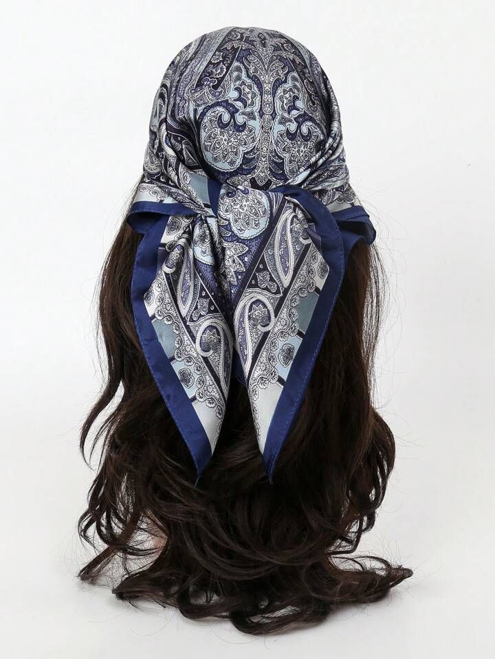 1pc Women's Paisley Printed Bandana, Silk Headscarf Elegant Headwrap For Daily Wear | SHEIN