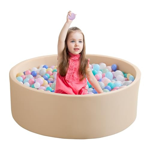 Zedachica Ball Pit for Toddlers 35.4''x11.8 Baby Ball Pit Soft Memory Foam Ball Pit Round Kids Ball Pit Indoor and Outdoor Game Kids Play Ball Pool Ideal Gift for Girls and Boys (Beige, NO Balls) | Amazon (US)