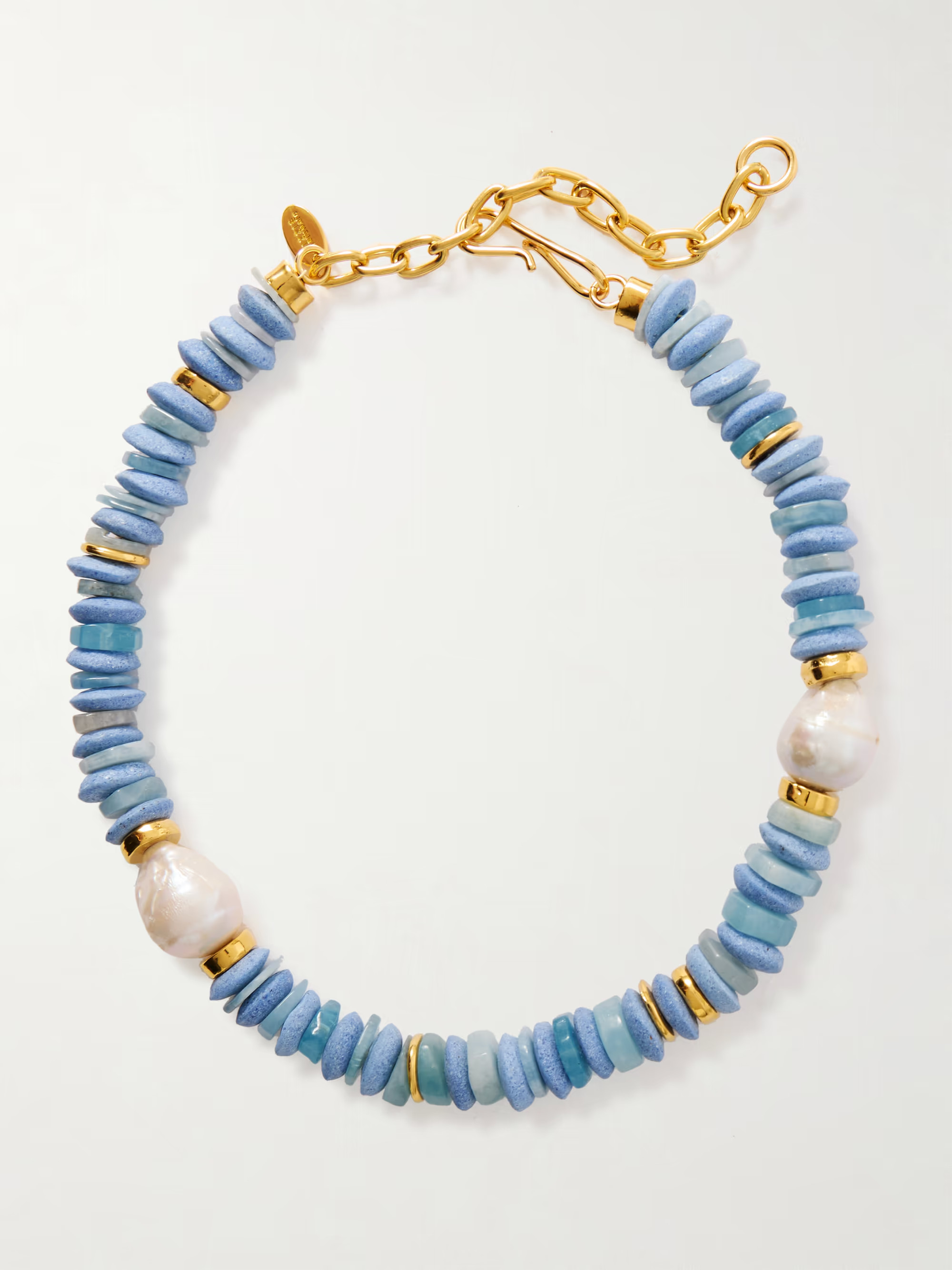 Umi gold-plated, aquamarine, pearl and glass necklace | NET-A-PORTER (US)