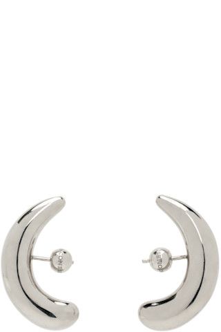 Silver Half Moon Hoop Earrings | SSENSE