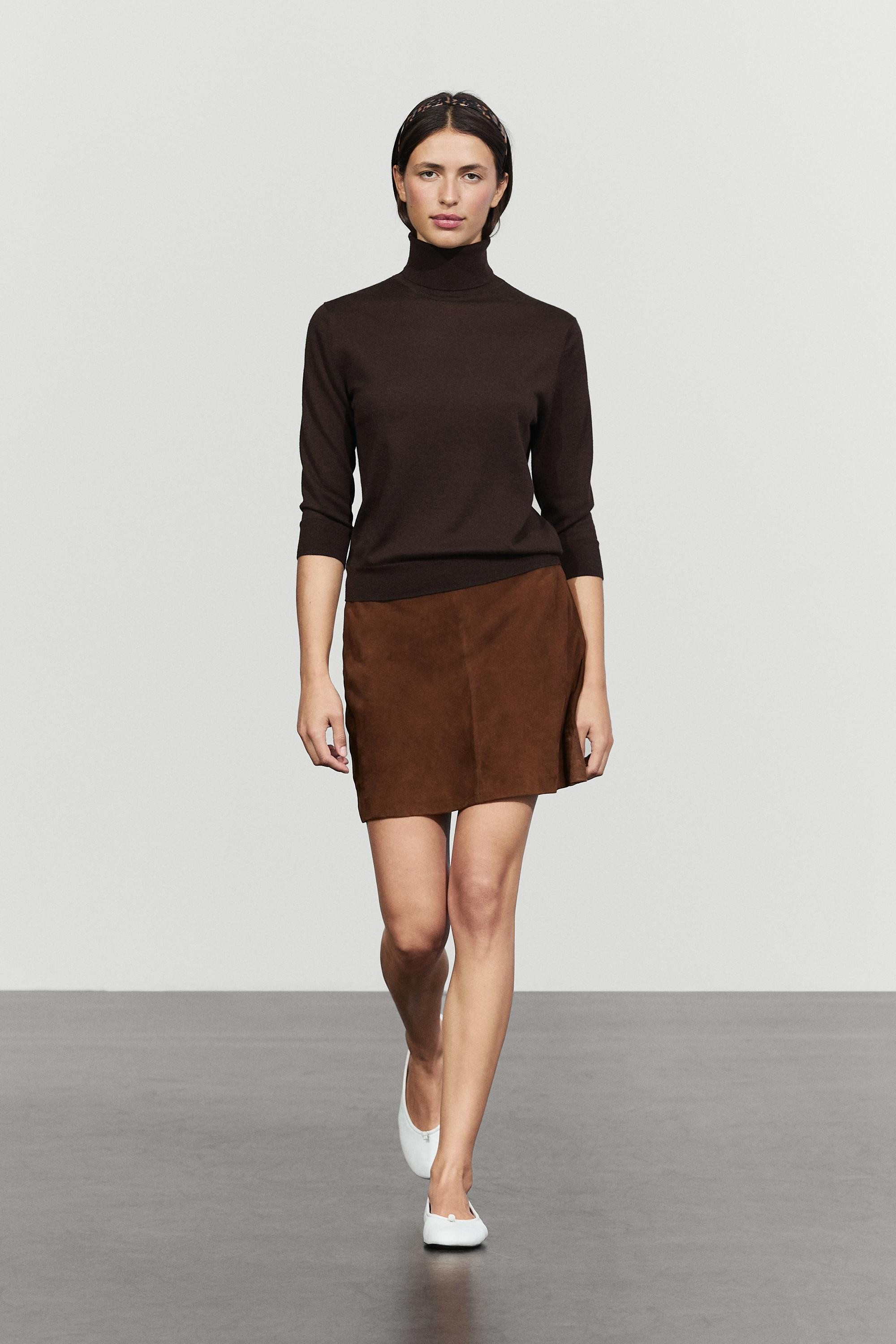 Suede leather mini skirt | Massimo Dutti UK