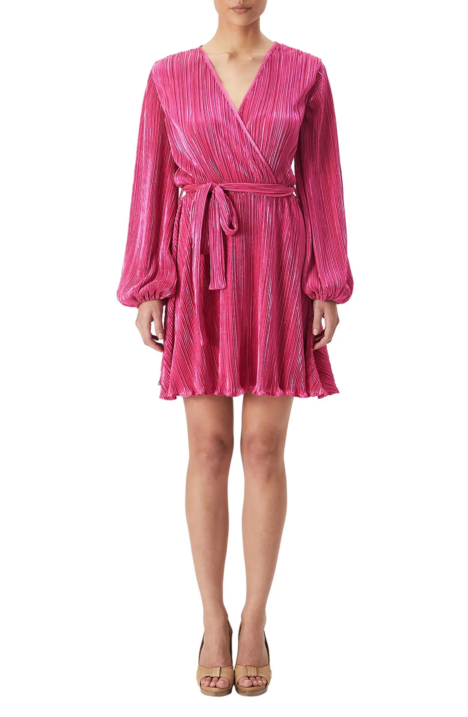 Bardot Bellissa Pleated Long Sleeve Faux Wrap Dress | Nordstrom | Nordstrom