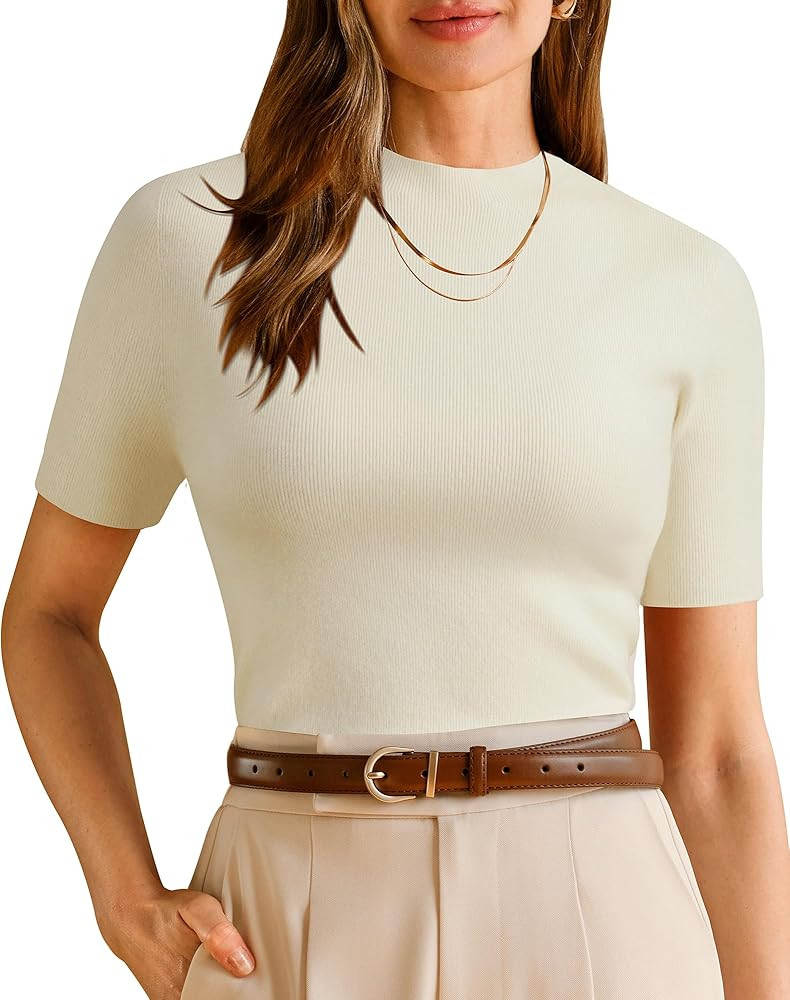 Arach&Cloz Women's Wool Blend Summer Fall Seamless Rip Resistant Tops Opaque Shirts | Amazon (US)