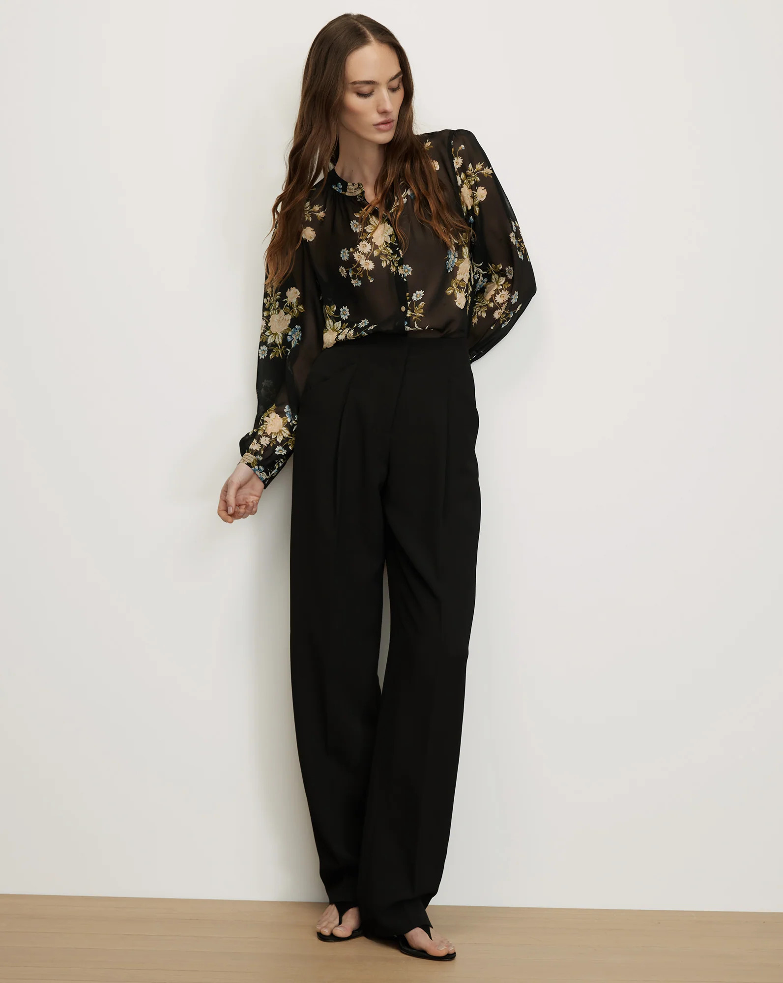 Ashlynn Silk Blouse in Black Floral Multi | Veronica Beard | Veronica Beard