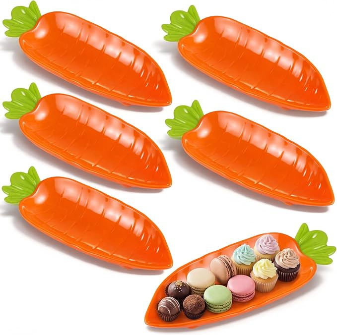 6 Pcs Easter Carrot Shaped Plate Melamine Easter Carrot Serving Dishes Dinnerware Non-slip Bottom... | Amazon (US)
