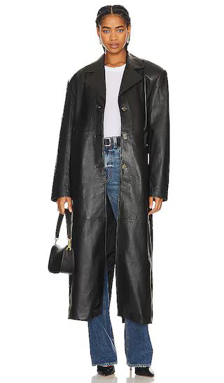 The Long Leather Coat in Black | Revolve Clothing (Global)
