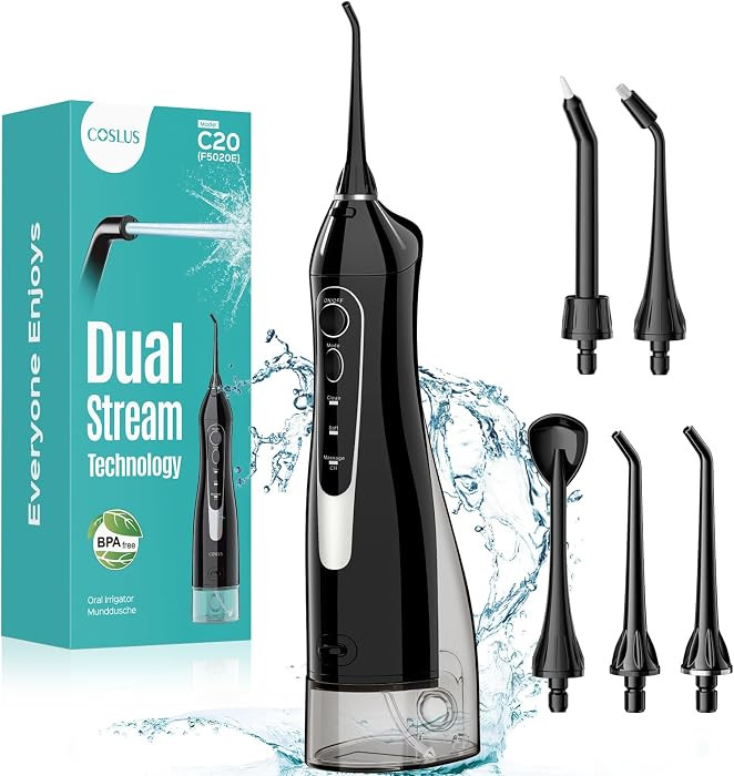 COSLUS ADA Accepted Water Dental Flosser Teeth Pick C20: Portable Cordless Oral Irrigator 300ML R... | Amazon (US)