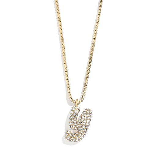 BaubleBar Gwen Mini Pave Bubble Initial Necklace - Cubic Zirconia Letter Pendant, Gold Necklace with Initials for Women, Letter Y | Amazon (US)