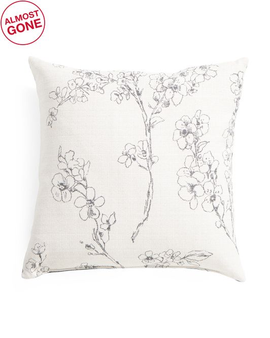 Made In Usa 22x22 Linen Look Floral Pillow | TJ Maxx