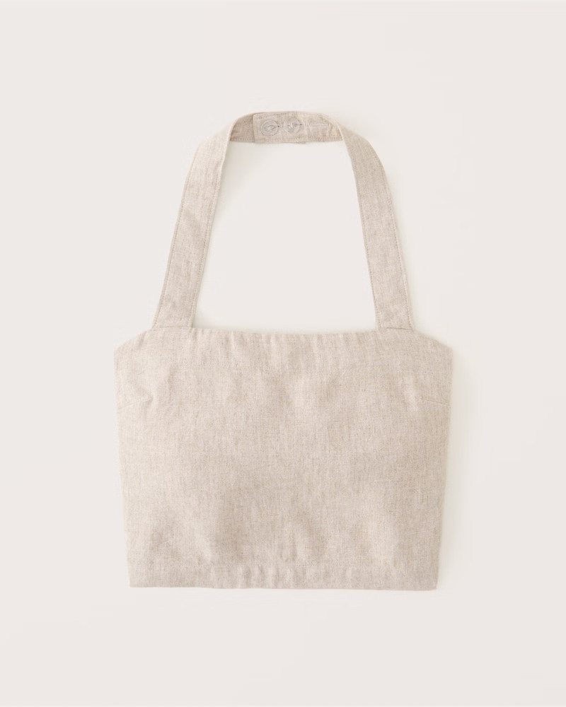 Wide Strap Halter Linen-Blend Set Top | Abercrombie & Fitch (US)