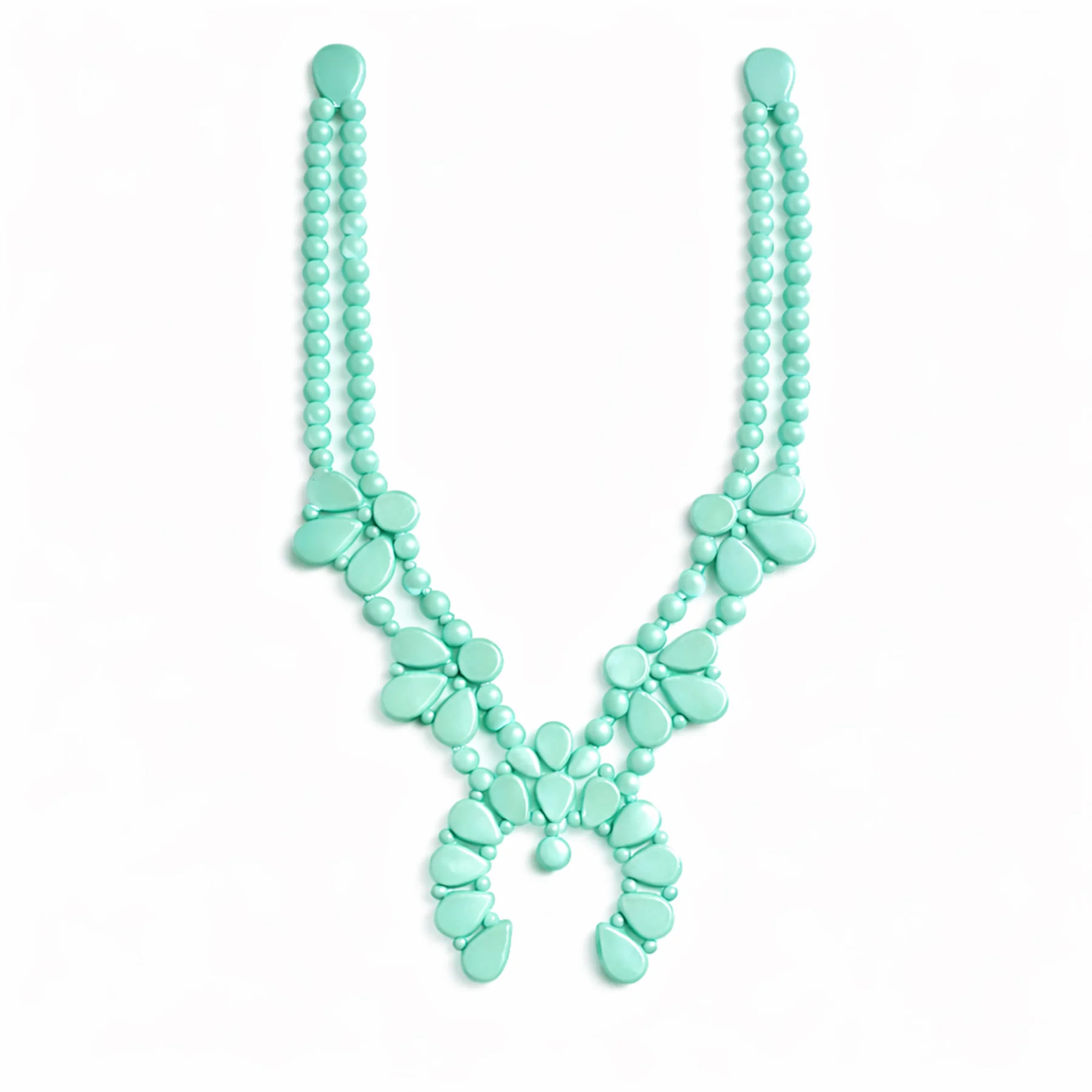 Night Bloom Squash Blossom Necklace in Stardust Mint | Rahya Jewelry Design
