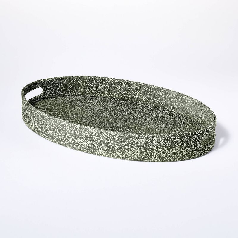 Large Oval Leather Shagreen Tray Green - Threshold&#8482; designed with Studio McGee | Target