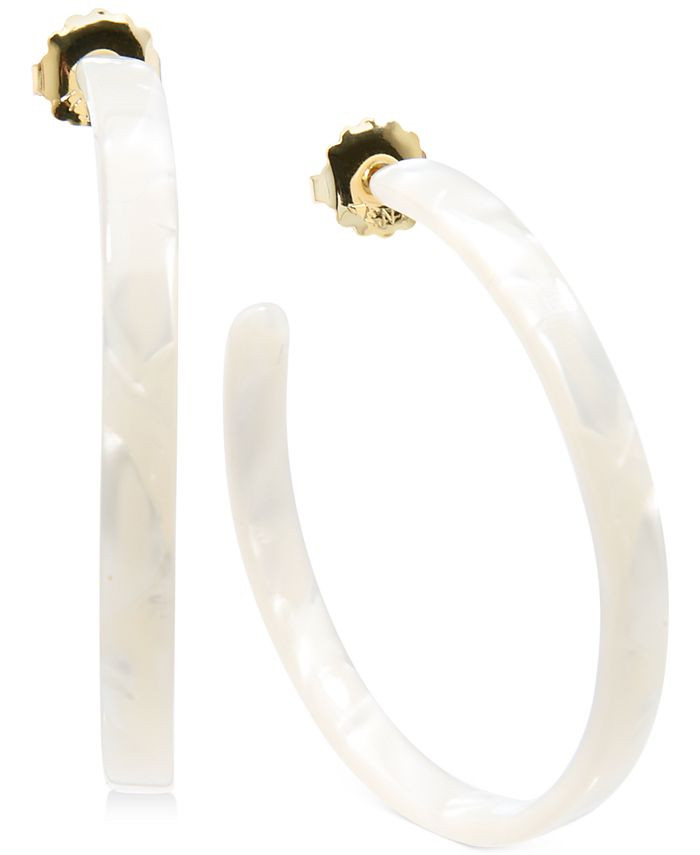 Medium Gold-Tone Tortoise-Look Hoop Earrings 2" | Macys (US)