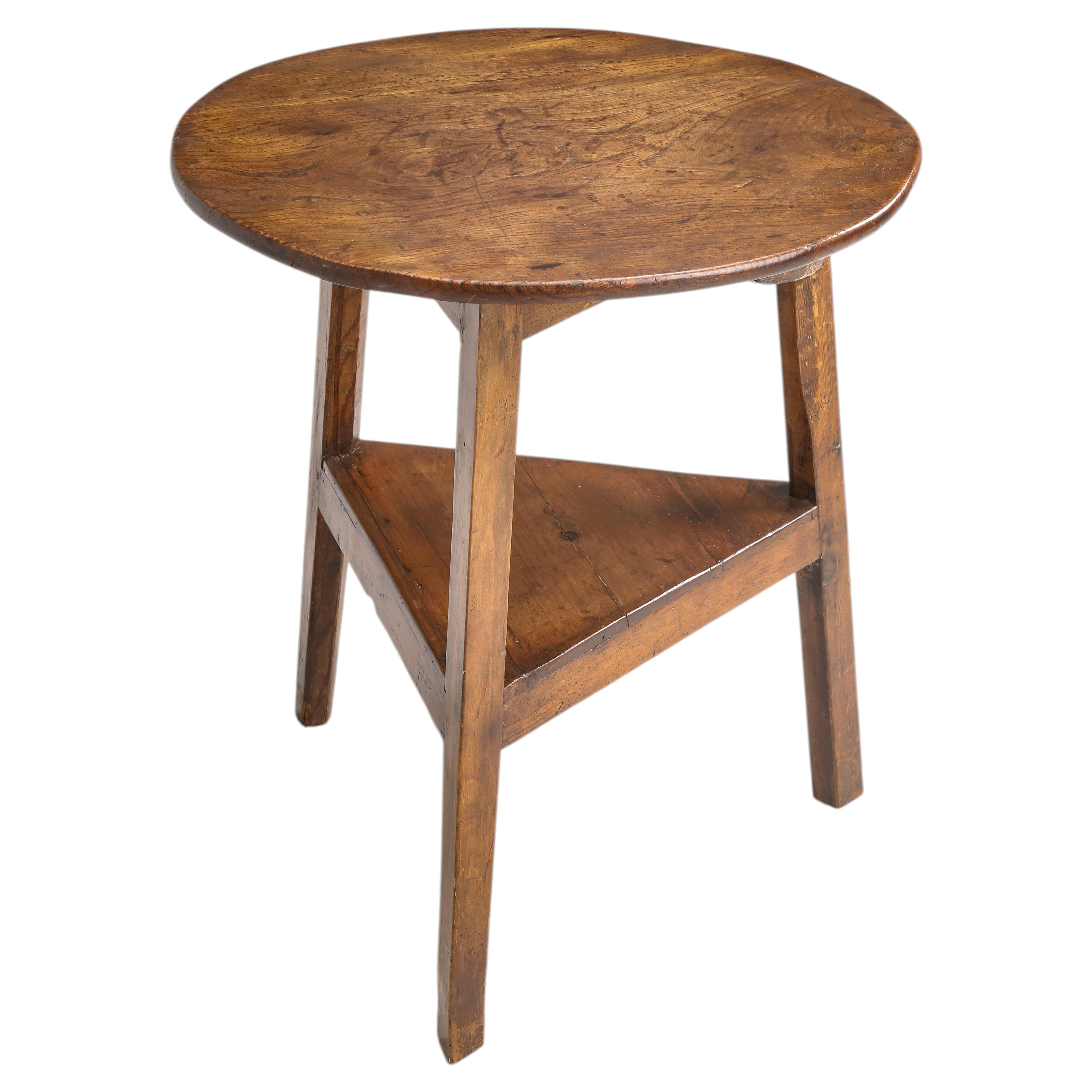 Antique English Cricket Table One Piece Elm Wood Top with a Great Patina c1800's | 1stDibs