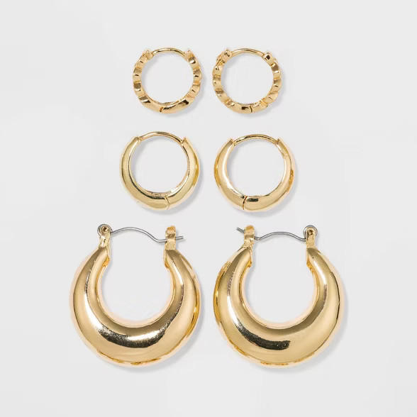 Trio Hoop Earring Set 3pc - Wild Fable™ | Target