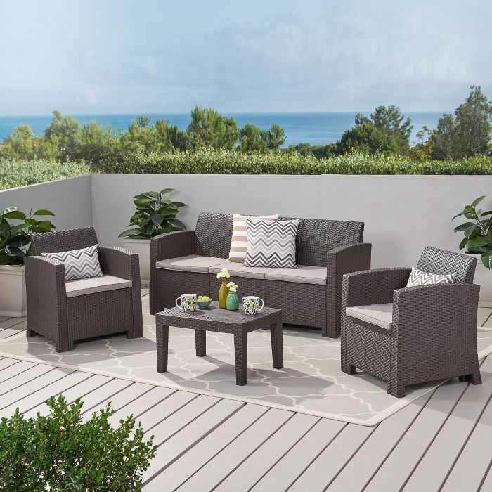 Jacksonville 4pc Faux Wicker Chat Set - Christopher Knight Home | Target