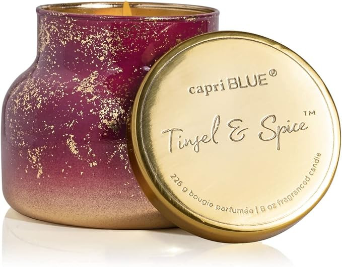 Capri Blue Glimmer Petite Signature Jar - Tinsel & Spice Scented Candle with Ombre Glass Candle H... | Amazon (US)