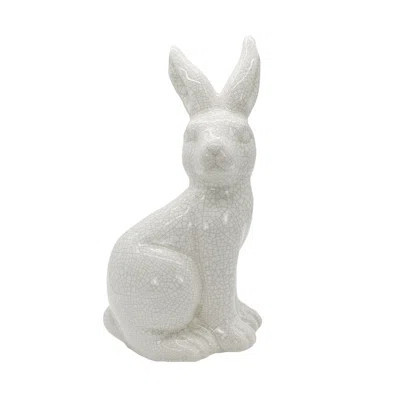 Foreside Home & Garden Vintage Crackle Bunny Figure White Stoneware | Wayfair North America